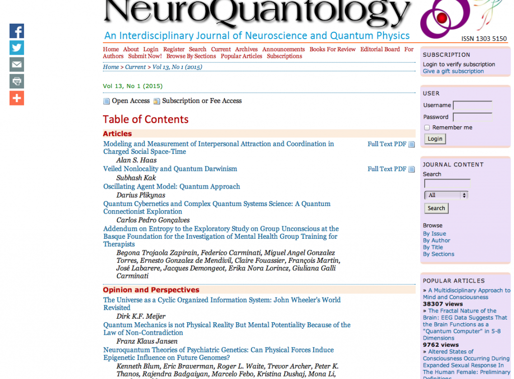 NeuroQuantology2015No1MostPopularArticles